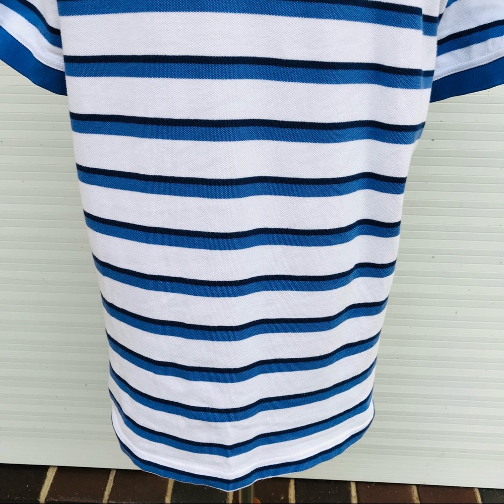 RM Williams Size Large Polo Shirt White Blue Stripe Casual 100% Cotton - Picture 6 of 8